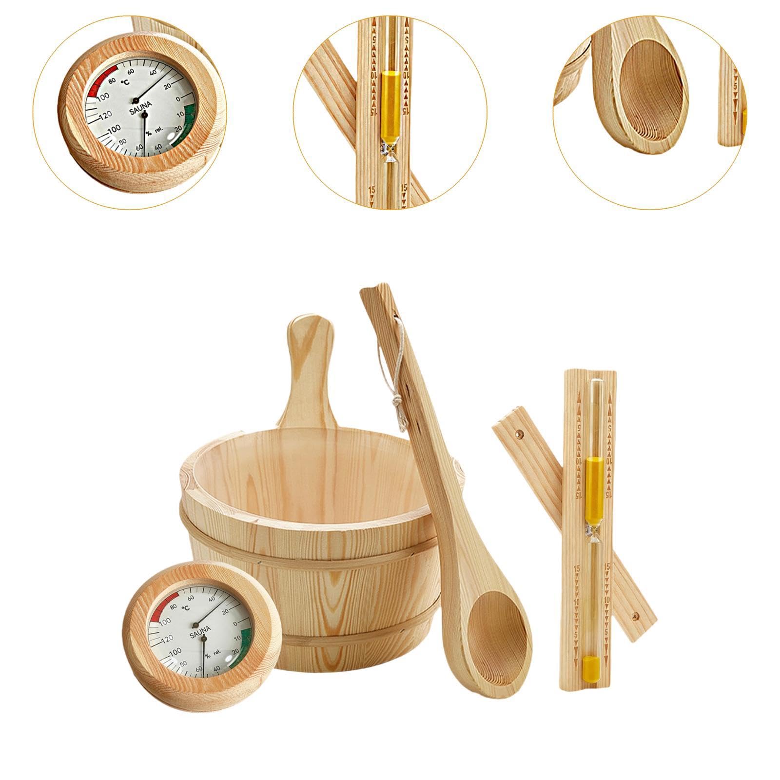 Cubo Sauna Madera Accesorios Portátil Reloj Arena Uso Prolongado Adecuado para Sesiones de Relajación y Sauna en Hogar