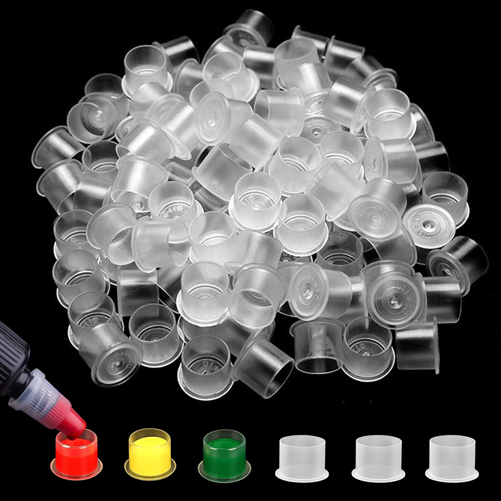 Tattoo Ink Caps Medium - Autdor 1000Pcs Tattoo Cups 14mm Disposable Tattoo Ink Cups With Base Microblading Pigment Caps for Tattoo Permanent Makeup Container Cap Tattoo Accessories Tattoo Supplies