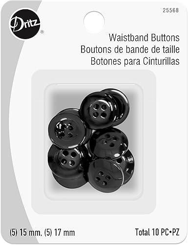 Miniatura 2 de Dritz Botones de cintura negros de 0.591 in y 0.669 in, 3 unidades