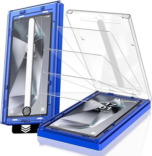 Paquete de 4 protectores de pantalla para Galaxy S24 Ultra [6.8 pulgadas], 100% desbloqueo de huellas dactilares, dureza 9H+ grado militar, película