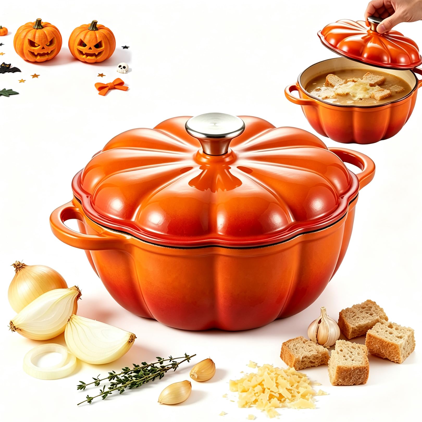 Cocotte Citrouille Marmite Citrouilles Casserole Forme Citrouille