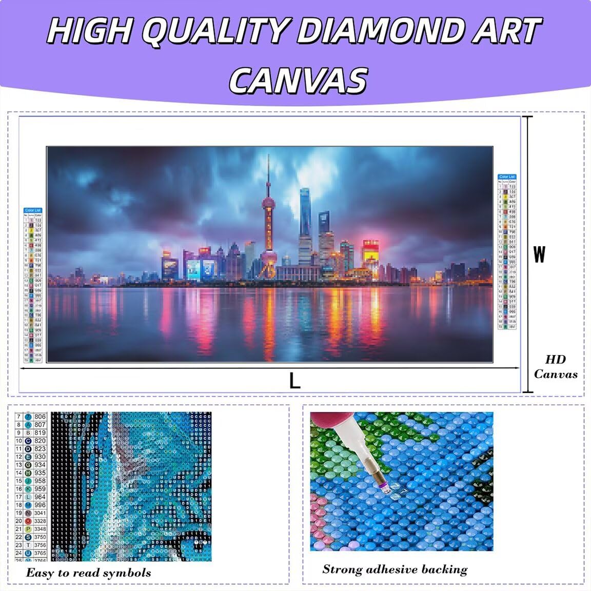 Diamond Painting Stadt, Diamond Painting Erwachsene Groß 200x100cm -0414