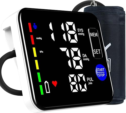 Monitor de Presión Arterial Recargable Monitores de Presión Arterial para Brazo Superior para Uso Doméstico Pantalla Grande Máquina Bp con Brazalete