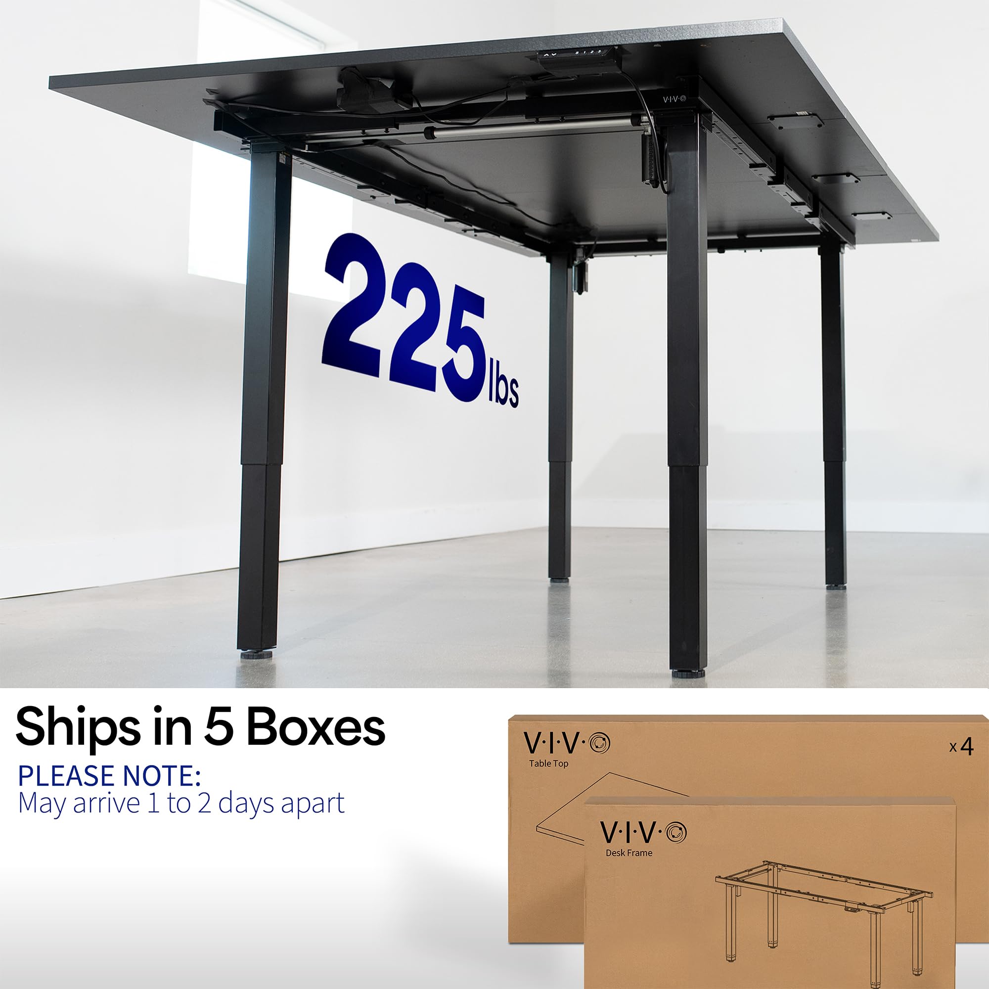 VIVO Electric Height Adjustable 95 x 55 inch Memory Stand Up Conference Table 4 Black Square Corner Tops — view 6