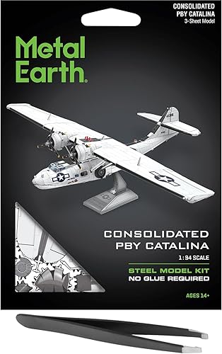 Fascinations Metal Earth Consolidated PBY Catalina 3D Kit de modelo de metal con pinzas