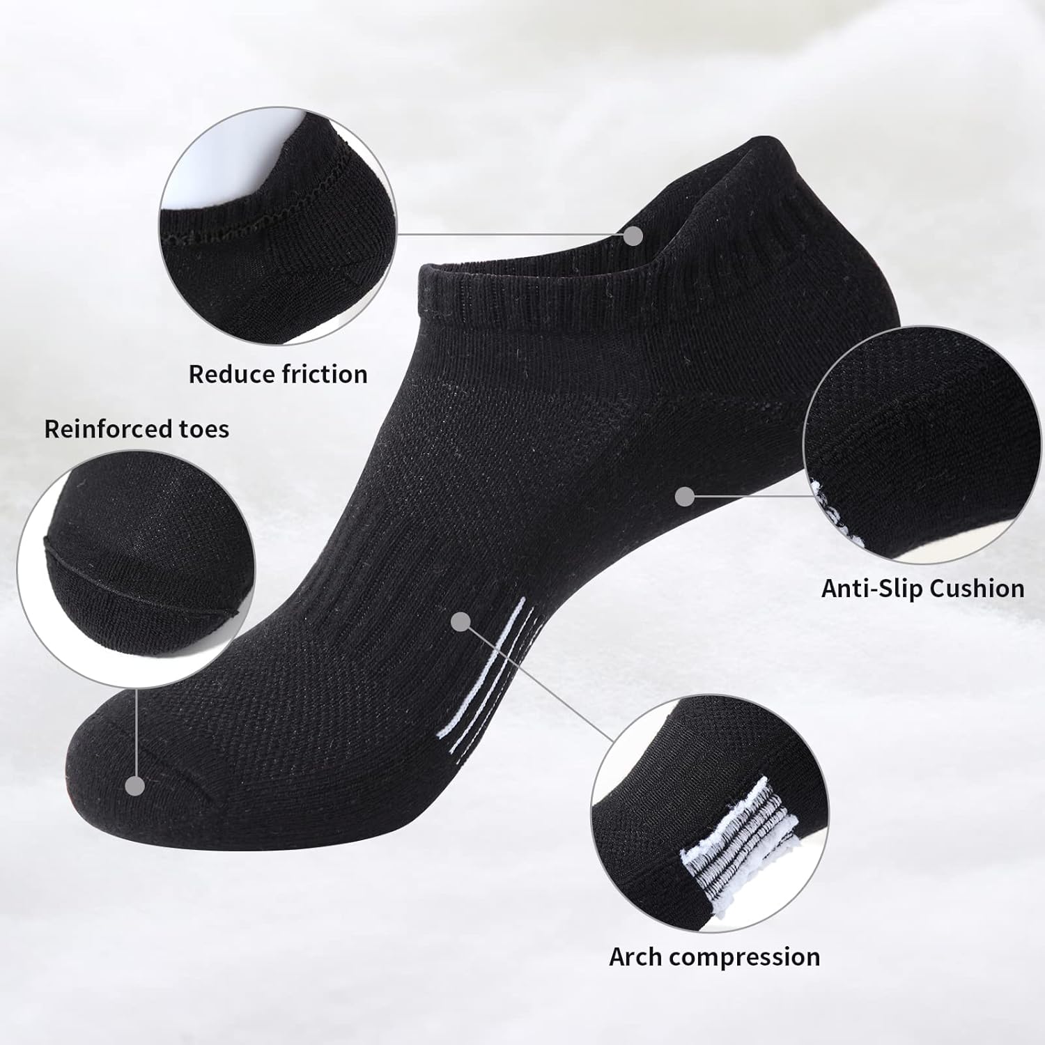 Running Ankle Socks for Women Athletic Cotton Cushioned 5-6 Pairs Workout No Show Socks Women - Image 2
