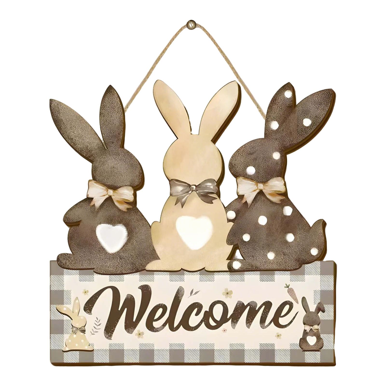 Multifunctional Wooden Rabbits Ornament for Easter Parties Room Decor Quick Setup Wooden Easter Sign