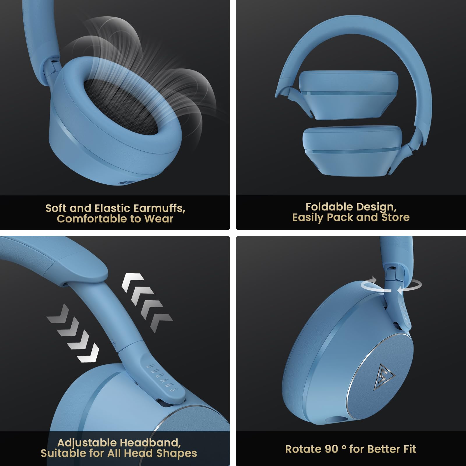 DOQAUS Audífonos profesionales con cable para monitor de estudio para grabación y mezcla de música, auriculares estéreo de 50 mm con conector dual para guitarra eléctrica, teclado, piano, portátil