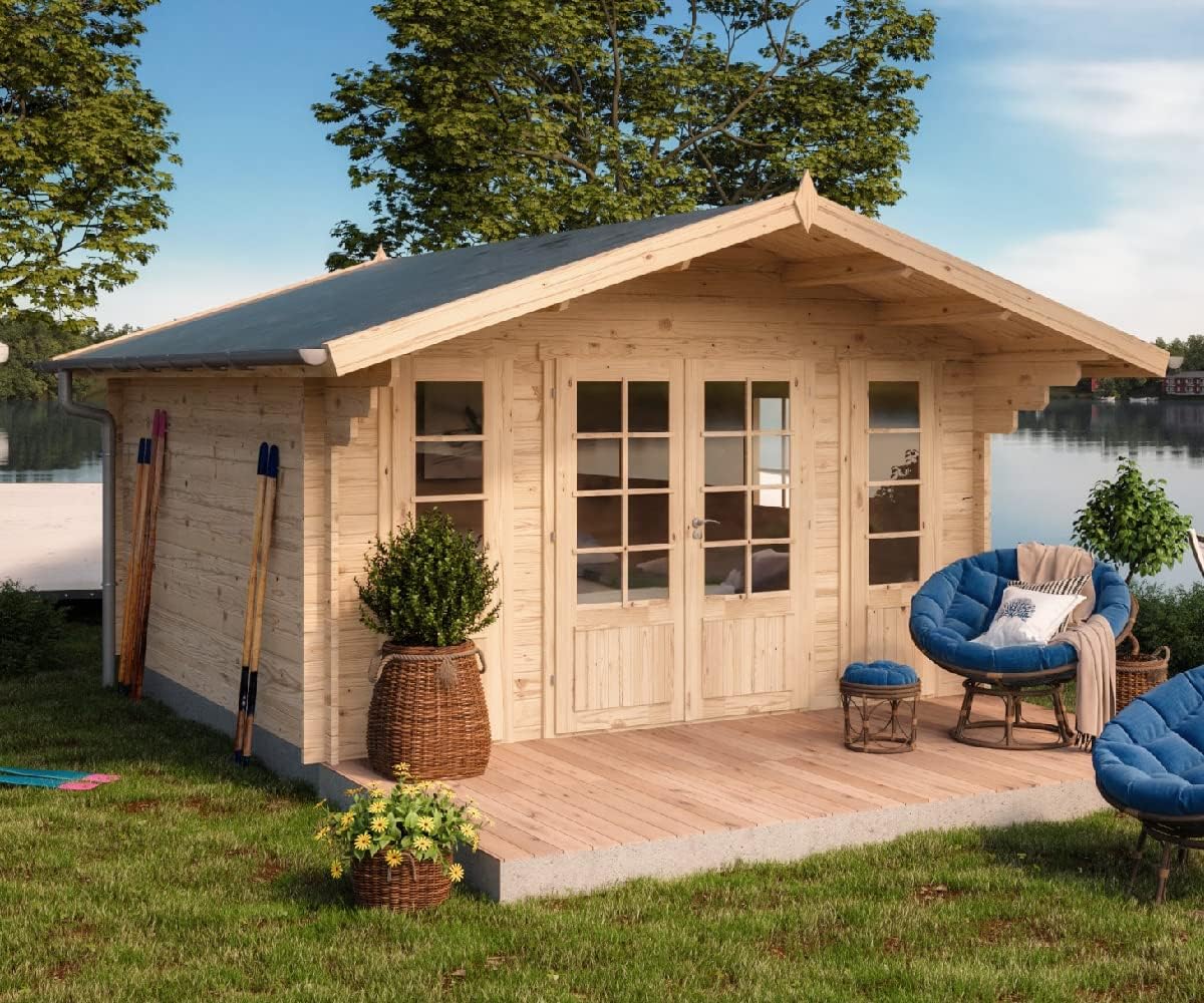 Polhus Gartenhaus Vaxholm aus MassivHolz, Gerätehaus modern mit