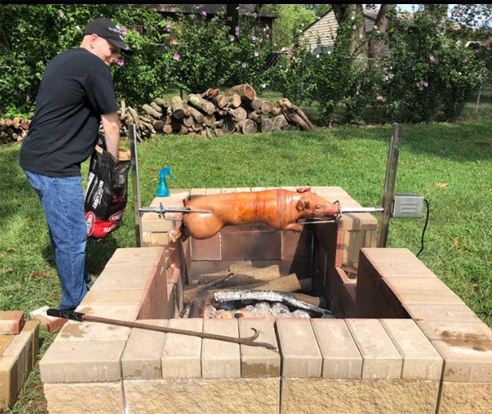 Grande asta per arrosto per pollo, agnello, maiale, spiedo, barbecue a carbonella, per picnic all'aperto e campeggio, kit completo di utensili per girarrosto