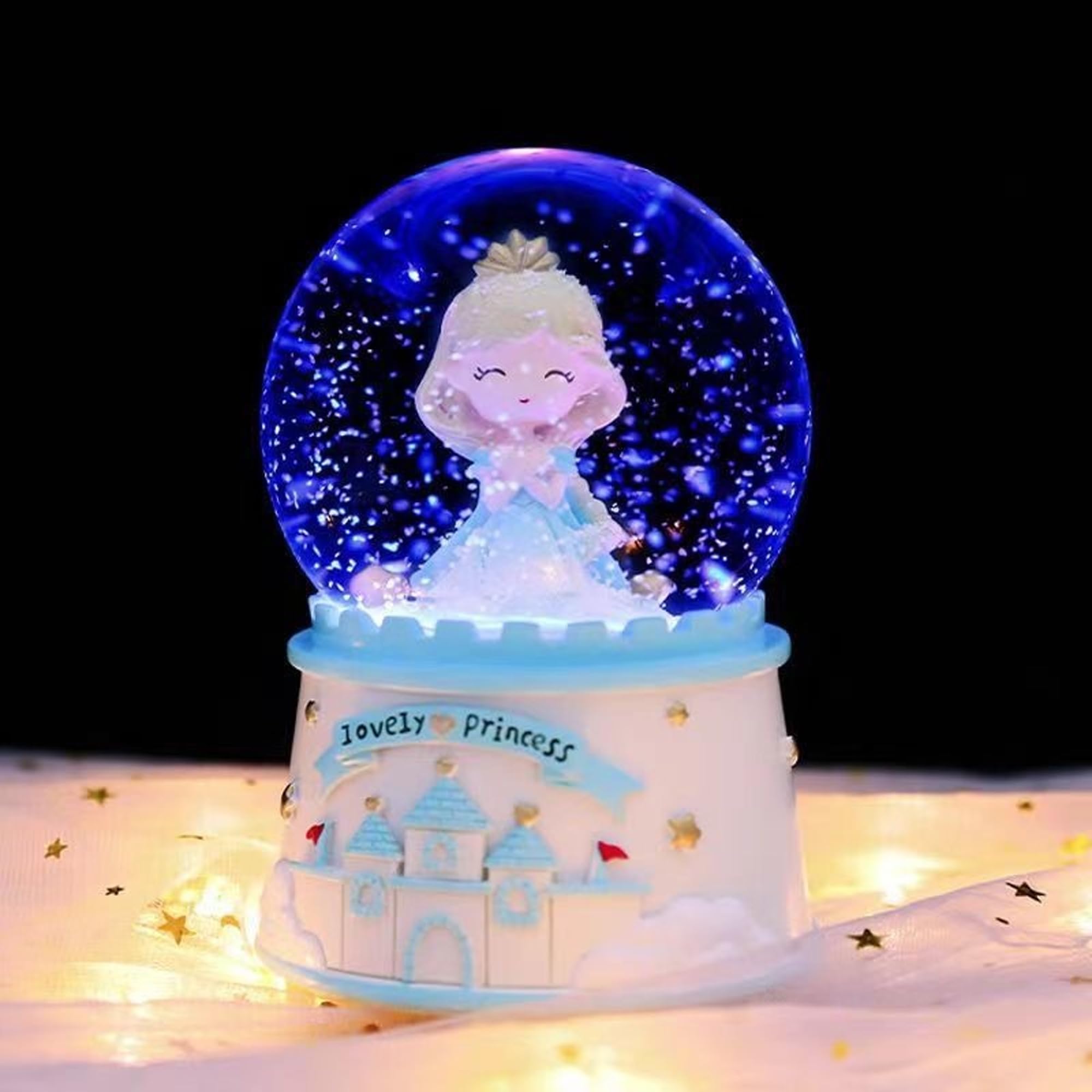 Castello Sfera di Cristallo Illuminata a Forma di Palla di Neve Artware Melodia Ornamento, Manuale Nevicata, Desktop Ornamento Regalo di Natale Compleanno