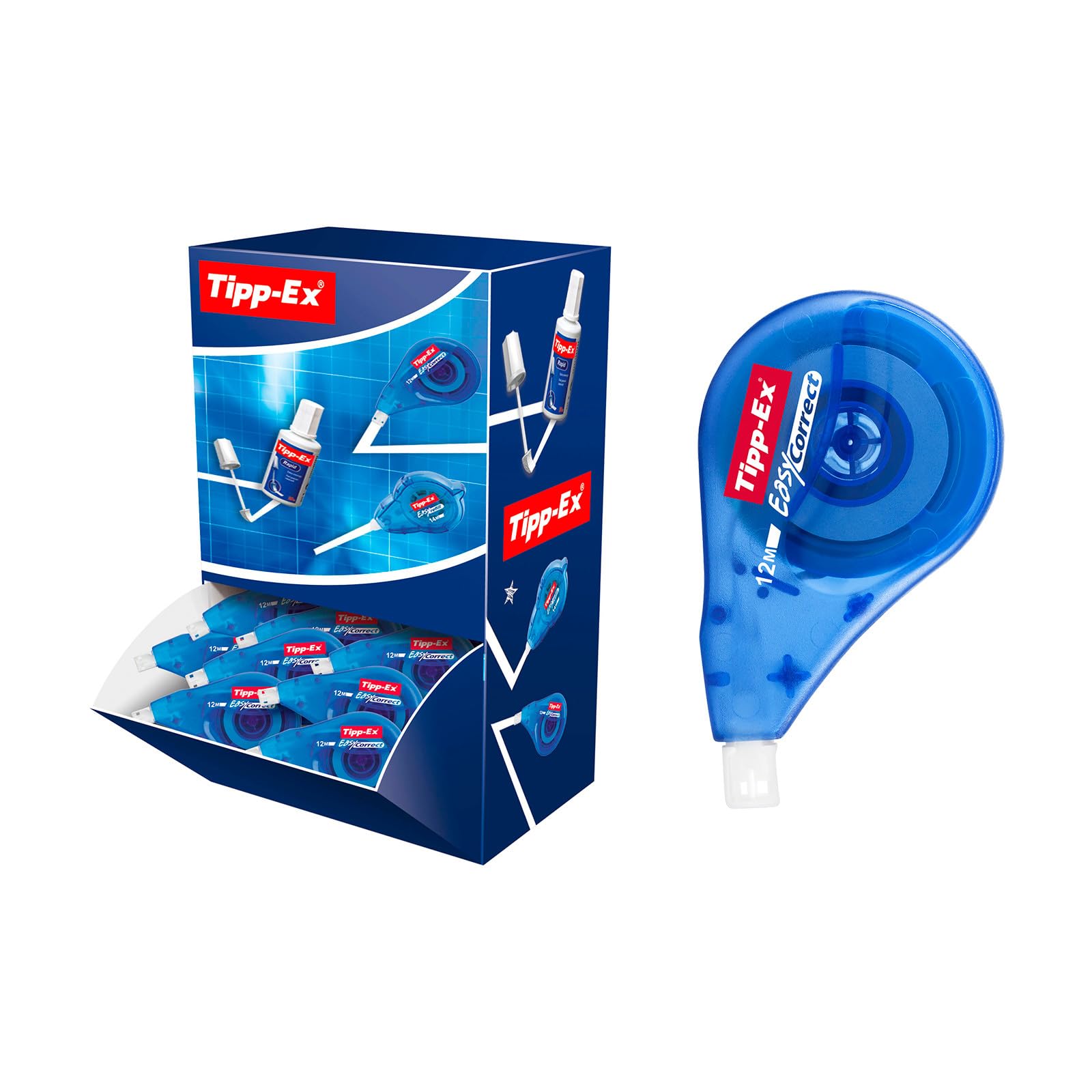 Tipp-Ex Easy Correct Rubans Correcteurs (Très Résistants), Parfait pour l'Ecole et au Bureau, 12 m x 4,2 mm, Boîte de 20