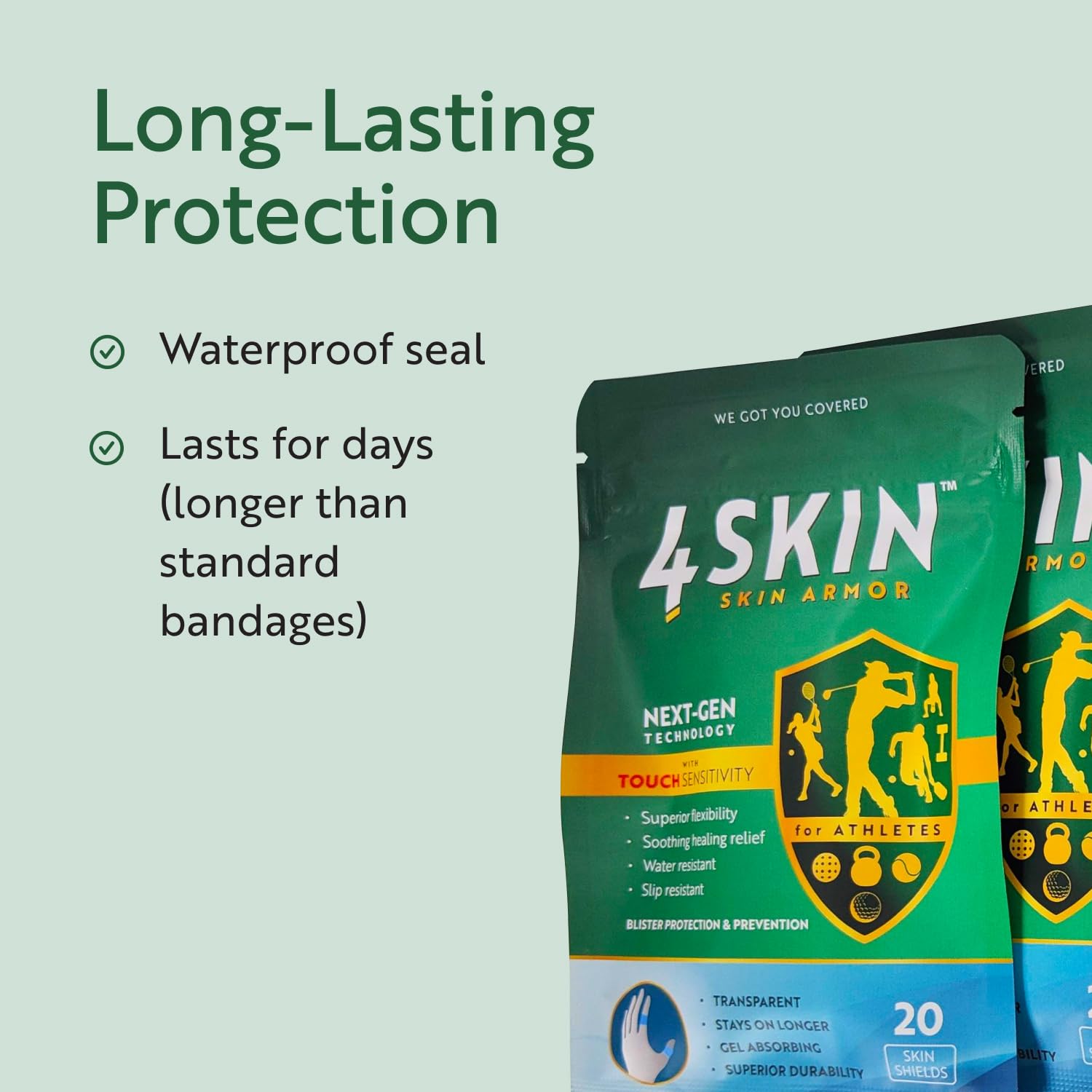 4Skin Skin Armor - Vendajes contra ampollas para curación y prevención de heridas - Protección transparente y resistente al agua para el cuidado de la piel para atletas - Protector flexible de soporte
