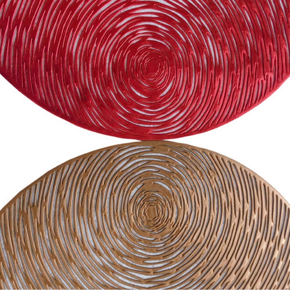 4 pièces 38 cm Rond Cuisine napperon PVC Tables à Manger sous-Verres Ensemble pour Maison hôtel Restaurant café Tasse Pad (Or) (Or)