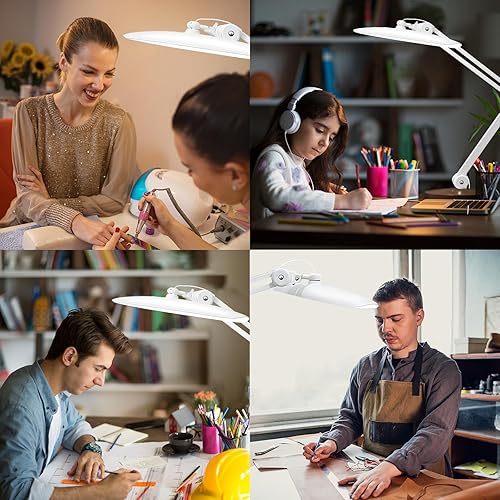 Miniatura 8 de Lámpara de escritorio LED de 20 pulgadas con abrazadera, luz de uñas ajustable CCT de 24 W regulable para escritorio, 120 LED de brazo giratorio de