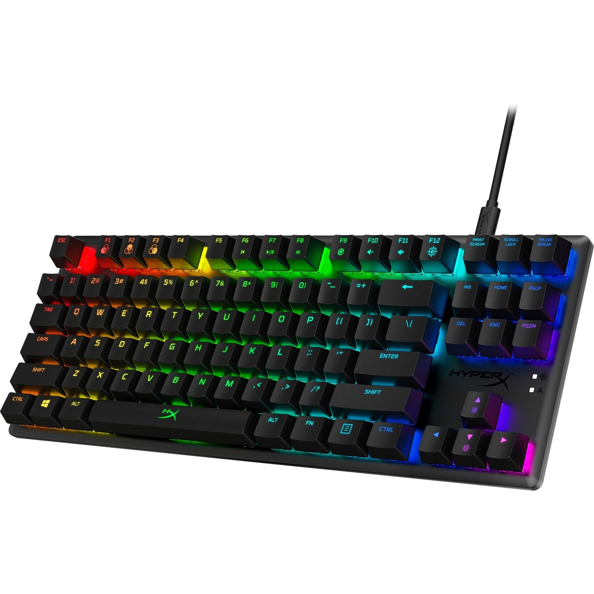 HyperX Alloy Origins Core, Tastiera Meccanica da Gaming Cablata, Illuminazione RGB, Telaio in Alluminio, 80 Milioni di Pressioni Garantite, Cavo USB-C, 3 Dispositivi Collegabili, Layout Inglese, Nera
