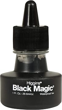 Higgins Black Magic Pigmented Drawing Ink, 1 Ounce Bottle 44011