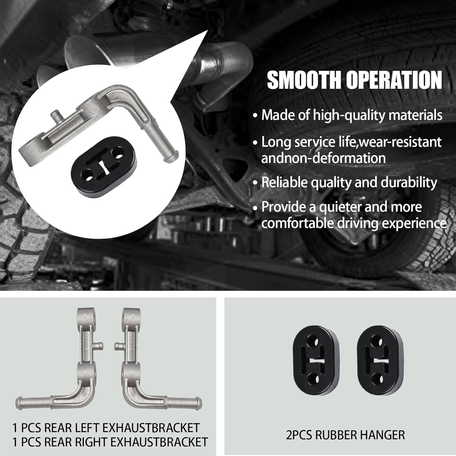Oval Exhaust Bracket Muffler Support Rubber Isolator Hanger - Fit for Ram 1500 2019-2025 - Left & Right，Replaces 68275662AB, 68395841AA, 68519121AA - Driver & Passenger Side，4PCS