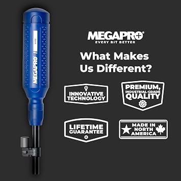 MEGAPRO Original HVAC 15-in-1 Multi-bit Screwdriver | Schrader Valve Bit | 1/4 Socket Adapter | Square Awl Bit