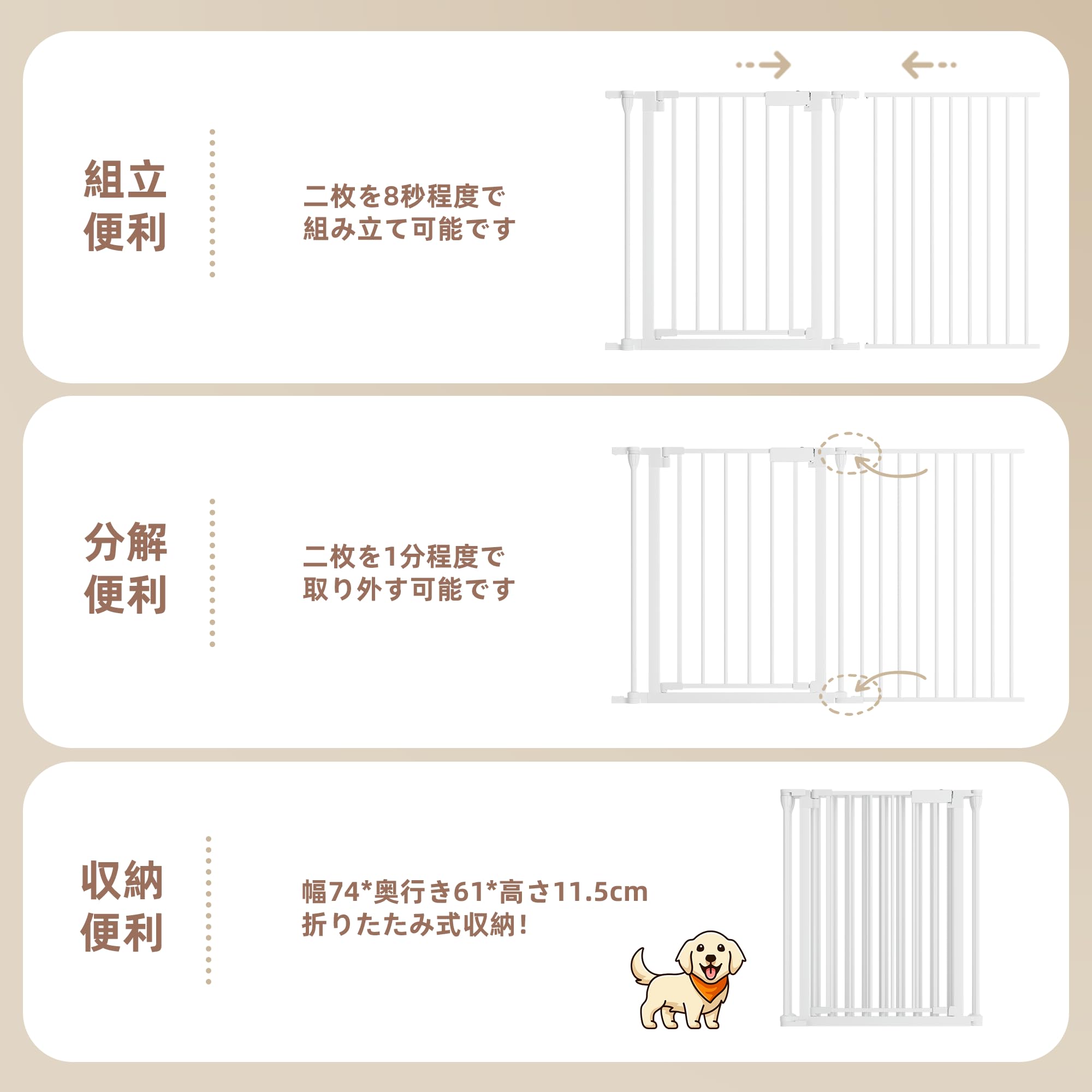WWI ペットサークル 犬 フェンス ドア付き 複数連結可能 折りたたみ可能 ホワイト パネル6枚 y050203h Amazon | WWI ペットサークル 犬 フェンス 高さ74cm サークル 室内