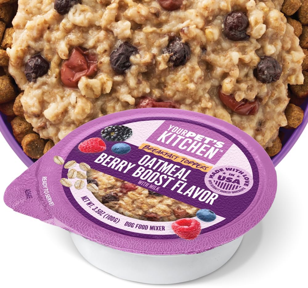 Your Pet's Kitchen Wet Dog Food Cups, Breakfast Oatmeal with Berry Boost Flavor - 3.5 oz Cups (Pack of 12), Made in The USA