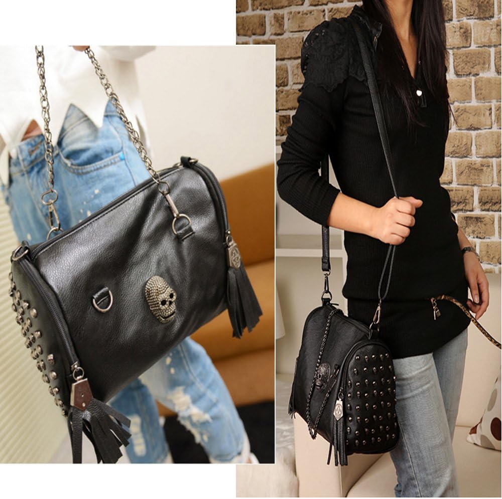 Fivelove Women Top Handle Shoulder Bag Personality Rivet Satchel Tote Middle Size Handbag Purse Bag - Image 2