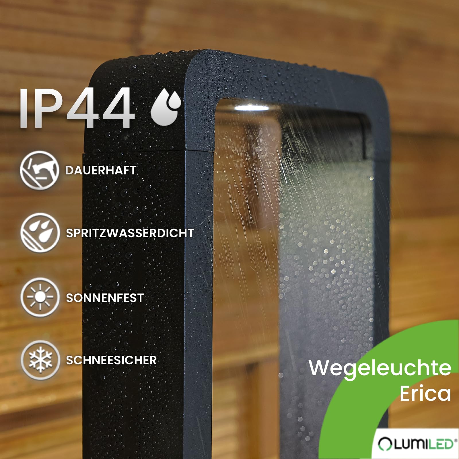 Lumiled Wegeleuchte Außen LED 80cm IP44 4000K 700lm Schwarz Pollerleuchte | Neutralweiß, Außenstehleuchte, Wegelampe, Stehlampe, Gartenleuchte, spritzwasserdicht,Außenleuchte für Garten Wege Einfahrt
