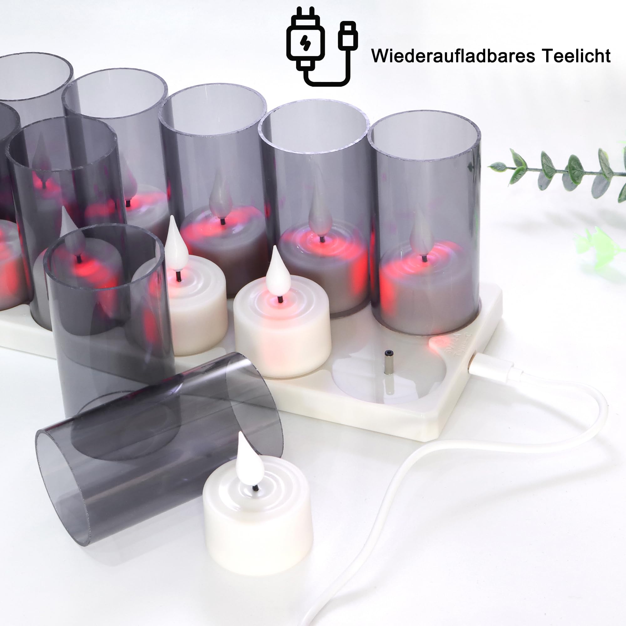 Yunsheng 12 Lumini LED Ricaricabili Con Base Carica, Telecomando E Timer - Candele Votive Senza Fiamma Bianche