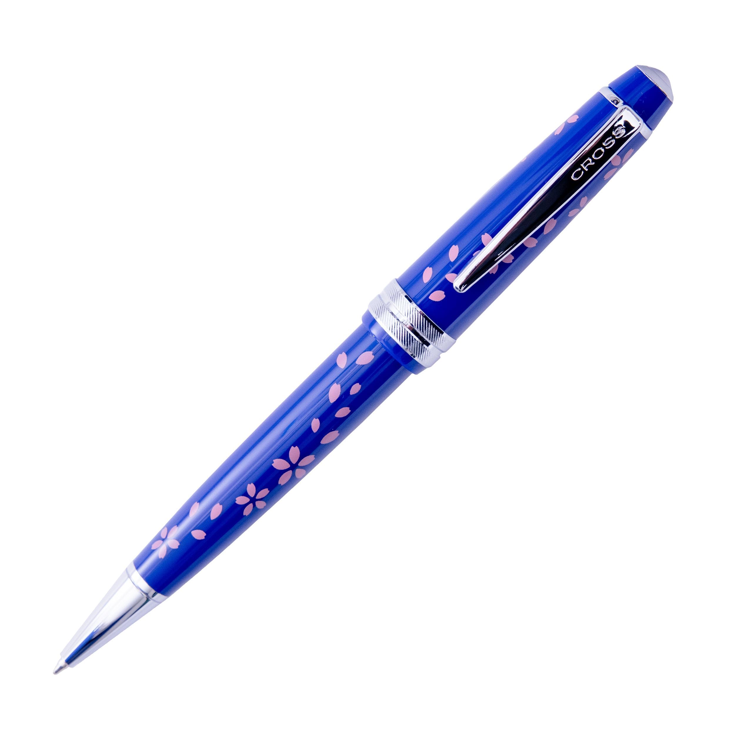 Cross Bailey Light Cherry Blossom Glossy Blue Resin with Polished Chrome Appointments Ballpoint Pen