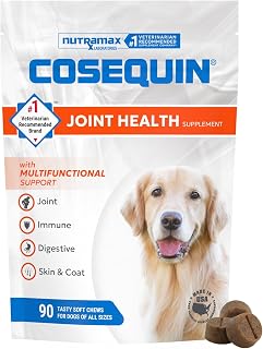 Nutramax Cosequin Joint Health Supplement with Multifunctional Support for Dogs, Soft Chews with Glucosamine, Chondroitin, Omega-3s, and Postbiotics, 90 Count