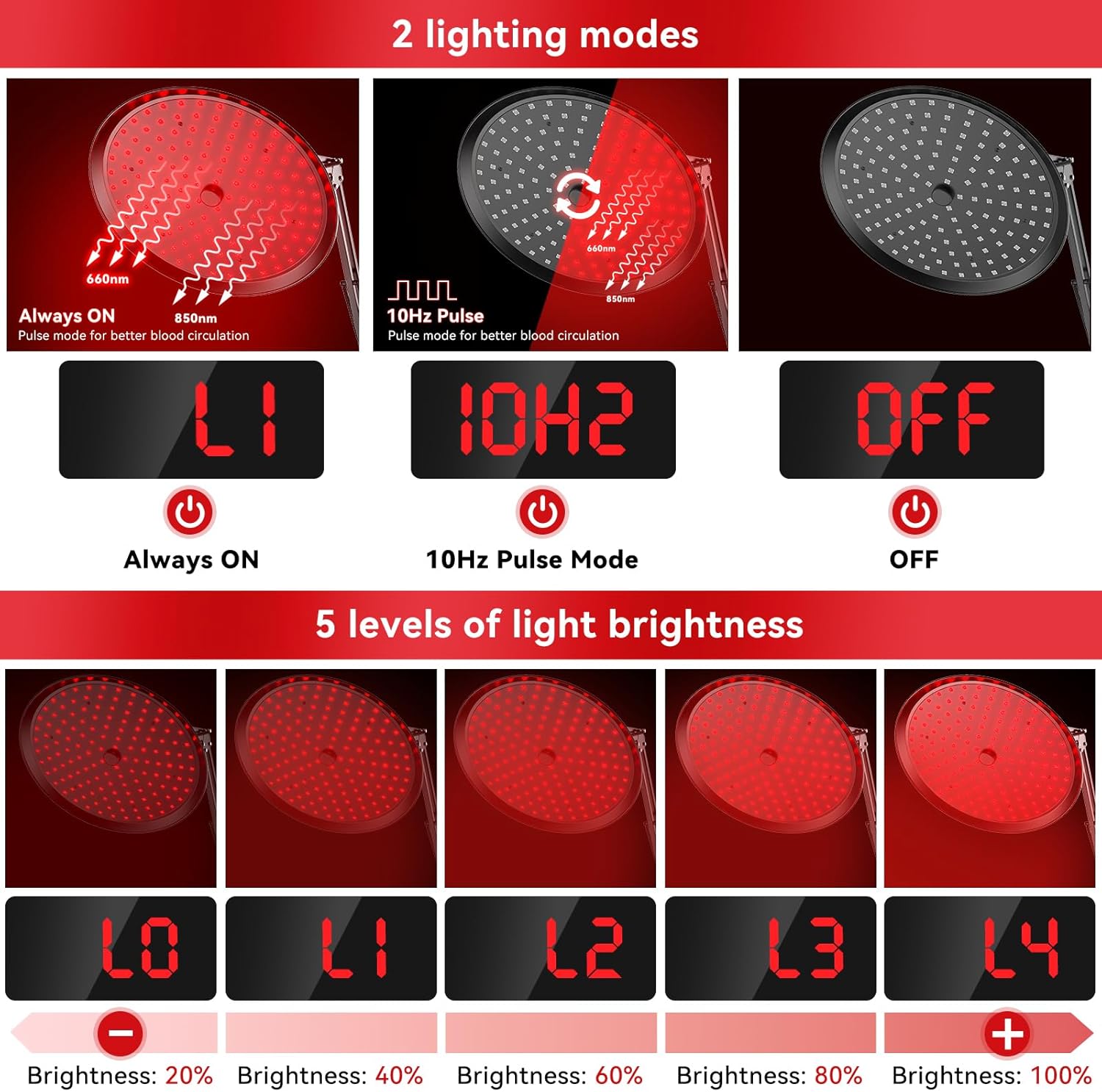 QRQ Red Light Therapy, Infrared Light Therapy Lamp with Stand for Face and Body,Led 660nm (Visible) and 850nm (Invisible) for Whole Body Face Beauty,Mother's Day Gifts - Image 6
