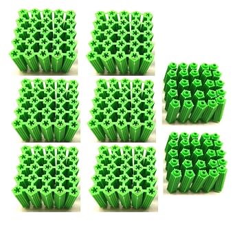 200pcs 6mm/0.24inch Green Plastic Masonry Screw Fixing Wall Anchor Drywall Plugs Anchors