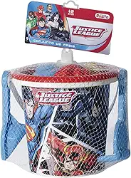 Baldinho de Praia Liga da Justiça com Acessórios Rosita Azul/Vermelho Pequeno