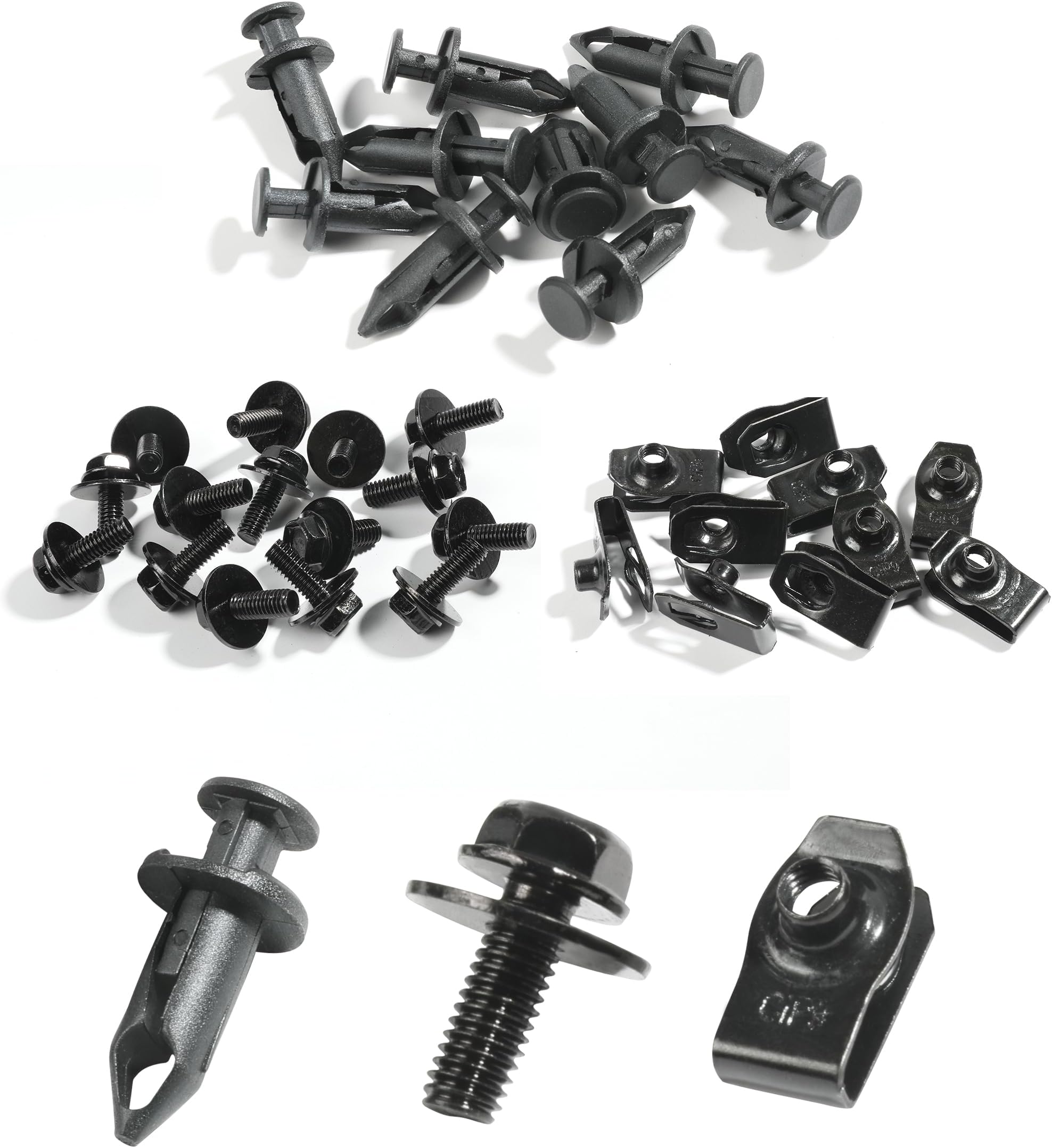 35 PCS Engine Under Cover Splash Shield Guard Body Bolts, Splash Shield Guard Retainer Bumper Fender Liner Fastener Rivet Clips and Extruded U-Nuts Kit