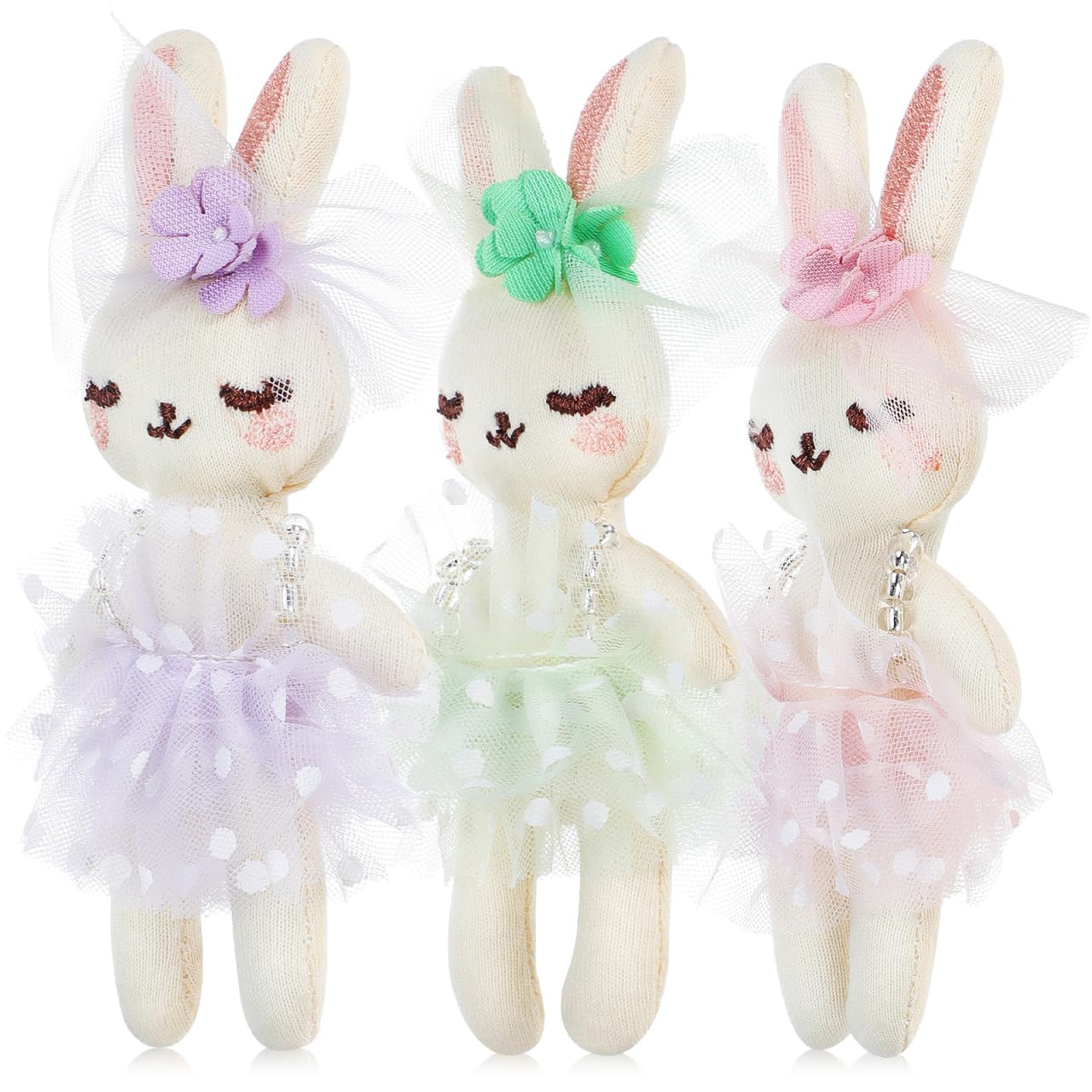 Toddmomy 3pcs Small Stuffed Rabbit - Bunny Plushies Doll, Mini Stuffed Bunny Bulk for Diy Crafts, Making Ornament, Clothing Accessories, Easter Decorations, 12cm