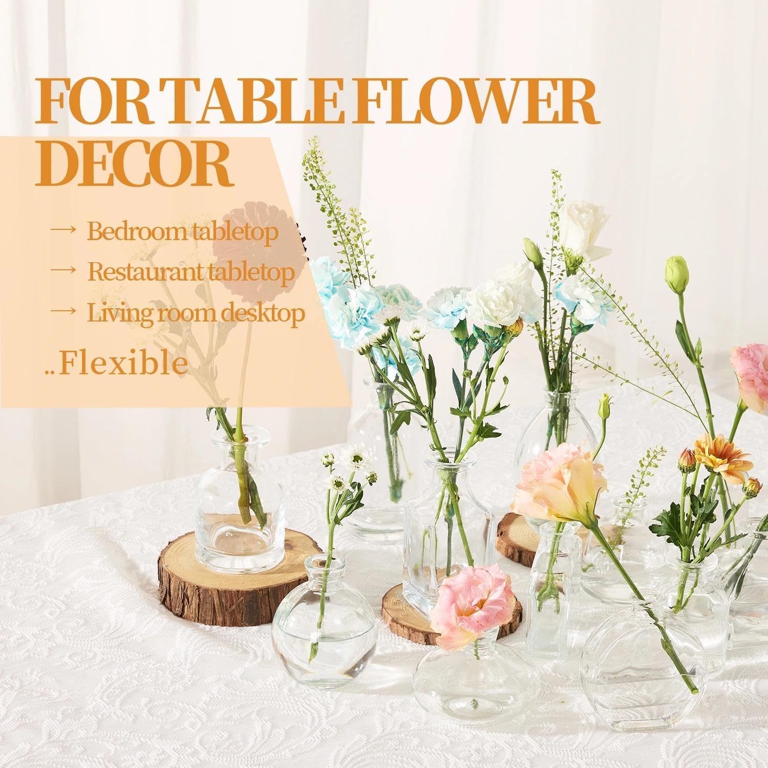 Mini Bud Vases As Wedding Centerpieces for Tables,Clear Bud Vases for Flowers,Small Flower Vases Suitable for Birthday Party,Anniversary,Wedding Reception,Baby Shower (Clear, 12 PCS)