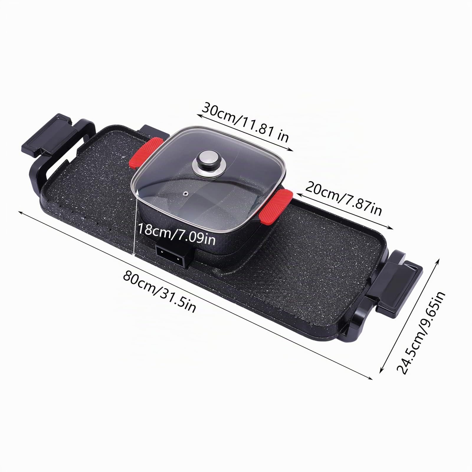 Portable Barbecue Heißtopf 2 in 1, Innen Koreanisch BBQ Doppelte Kontrolle Shabu Shabu Heißtopf mit Grill Multifunktion Rauchfrei Herd für Familie Freunde und Party