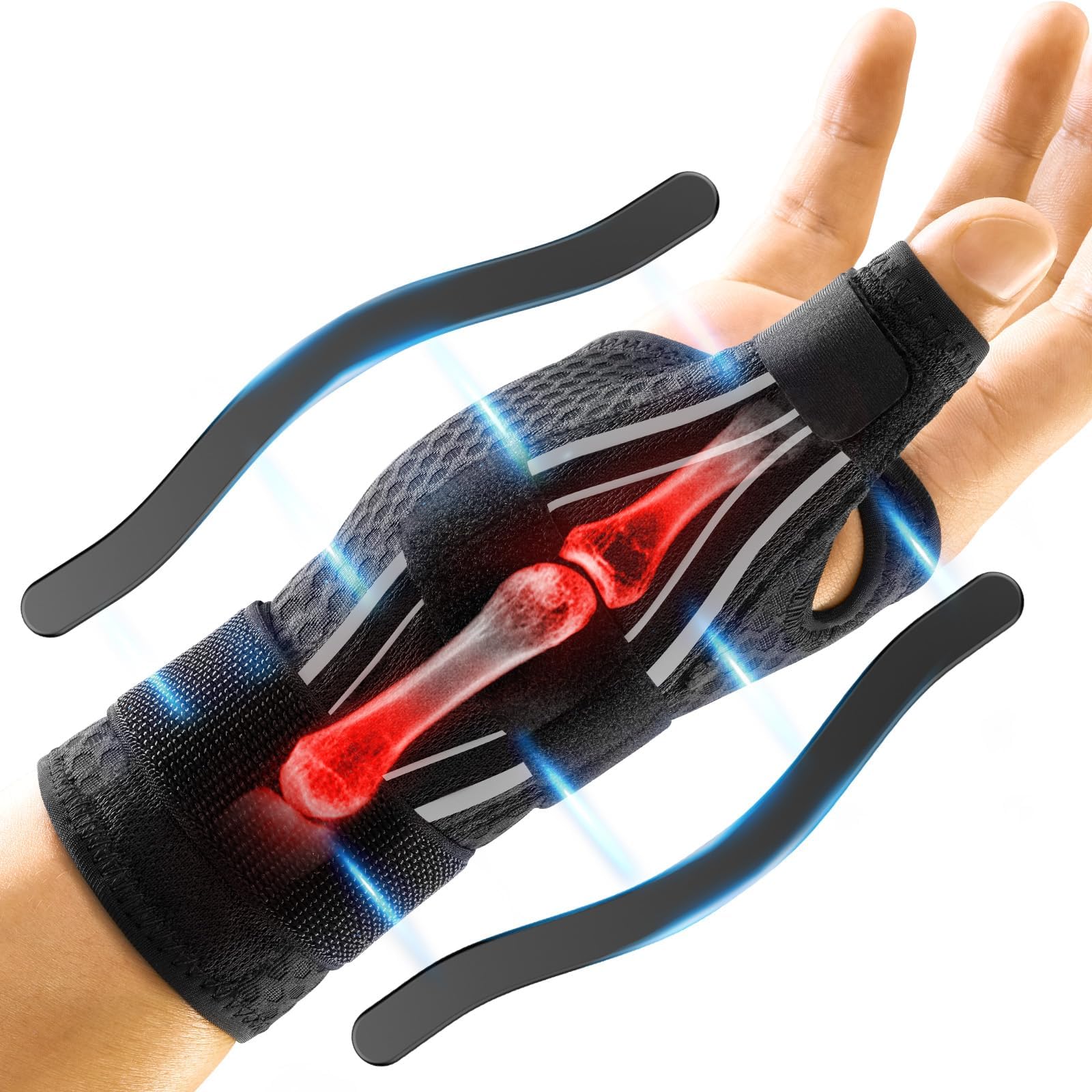 FREETOO Ergonomical Thumb Support for Arthritis, Breathable and Soft Thumb Splint, Right Hand or Left Hand Thumb Brace for Trigger Thumb,Tendonitis,Sprain.Fit both Women and Men(S/M White/Black)