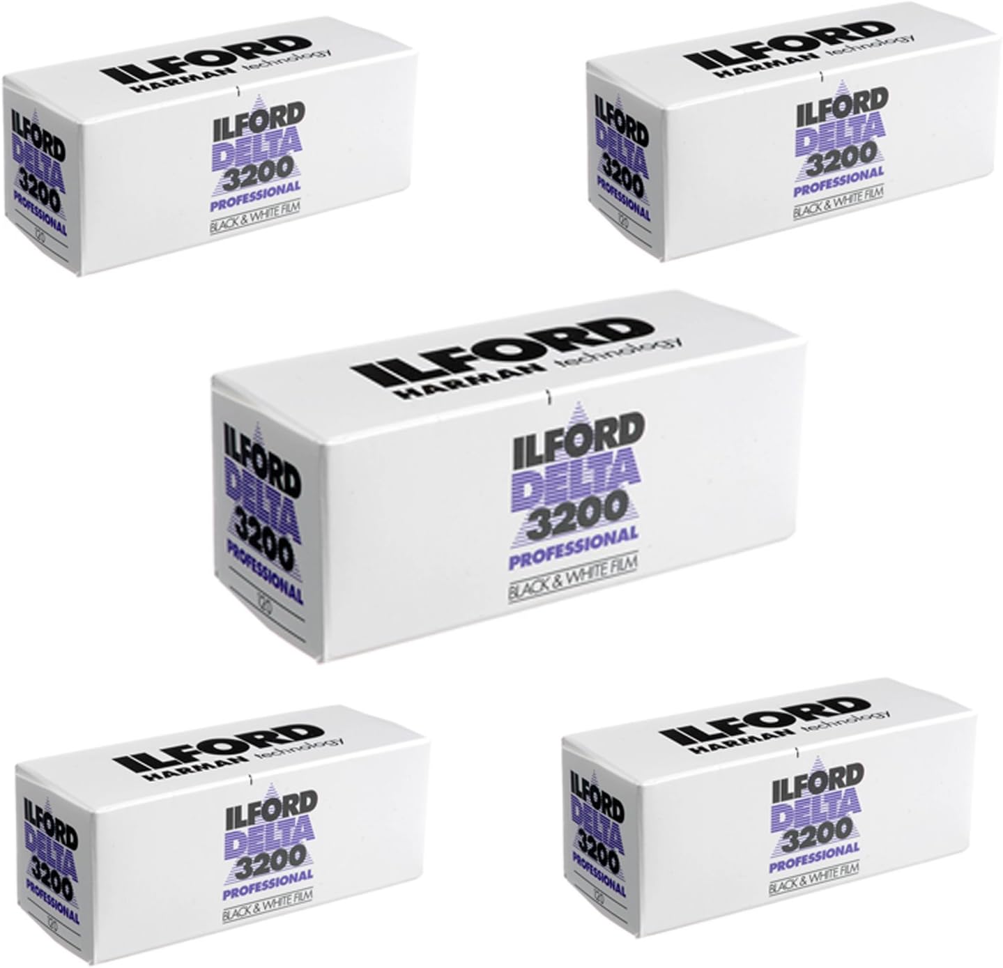 5 X Ilford Delta 3200 Professional, Black and White Print Film, 120 (6 cm), ISO 3200 (1921535)