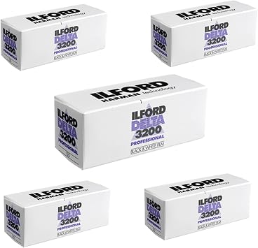 5 X Ilford Delta 3200 Professional, Black and White Print Film, 120 6 cm, ISO 3200 1921535
