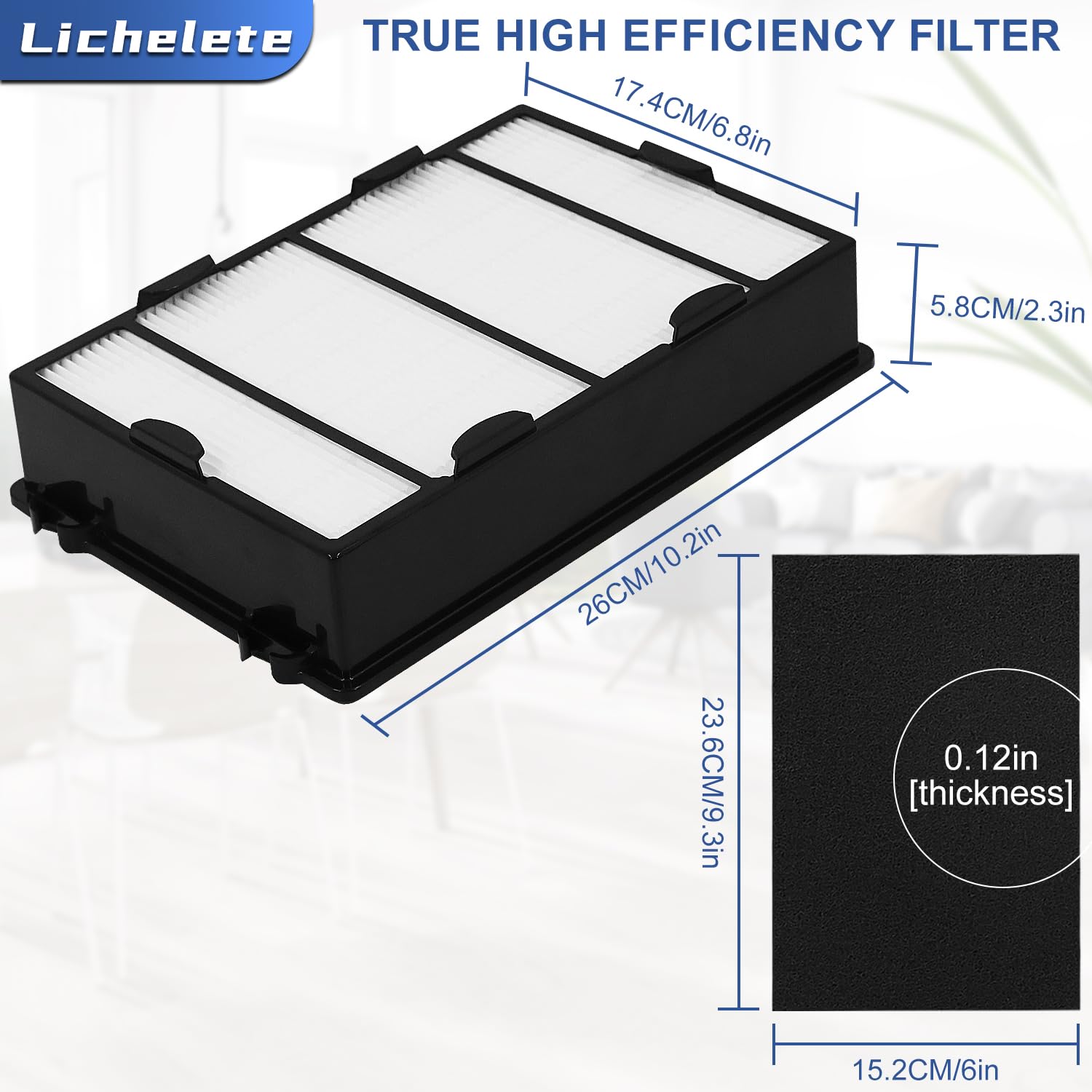 HAPF600 HEPA Filter Replacement for Holmes HAPF600 Air Puri-fier, 4 HEPA Filter + Carbon Pre-filters, Part#HAPF600 HAPF600D HAPF600D-U2 HAP615 HAP625 HAP650 HAP725 HAP750