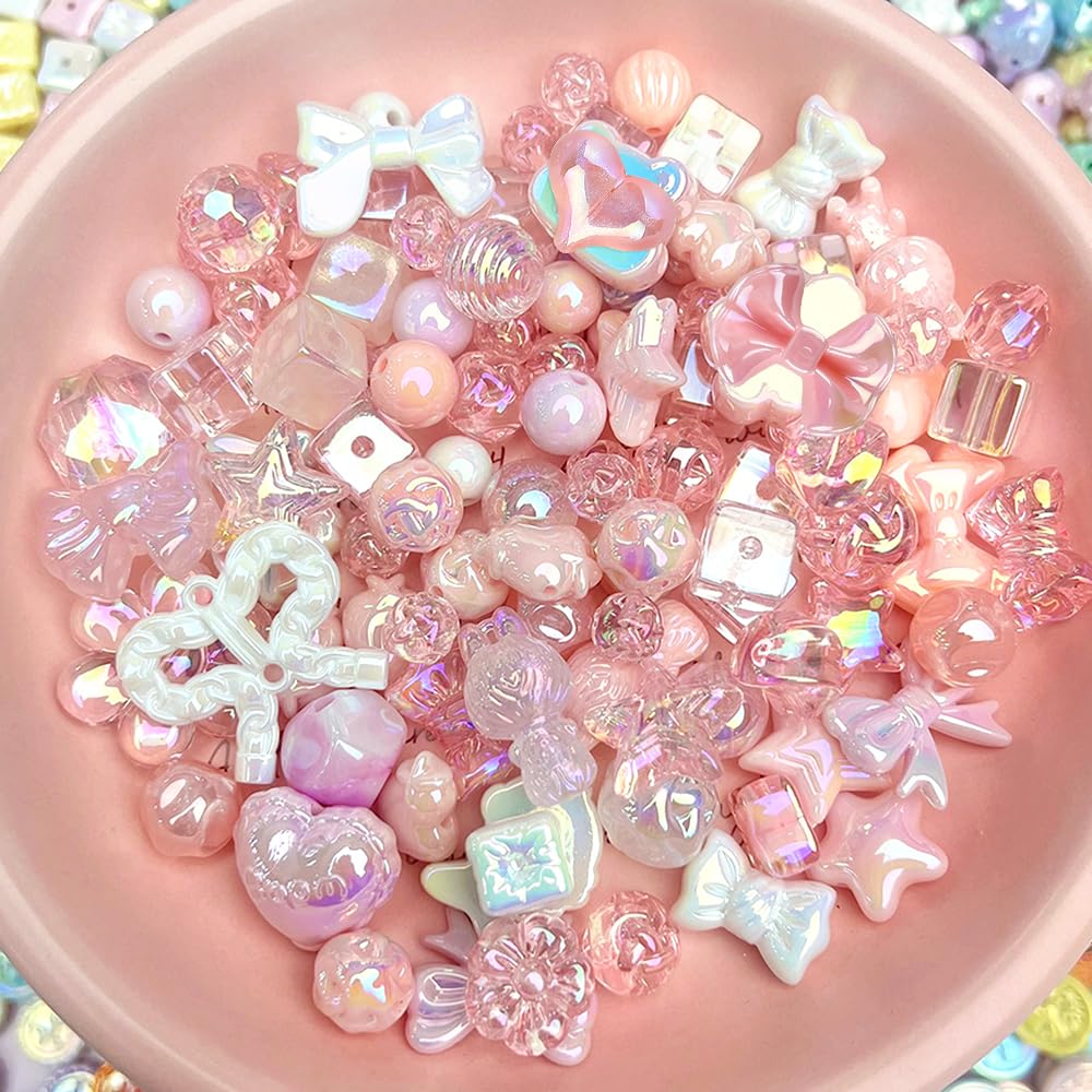 Amazon.co.jp: 50g ピンクアクリルビーズ アソートビーズ ジュエリー