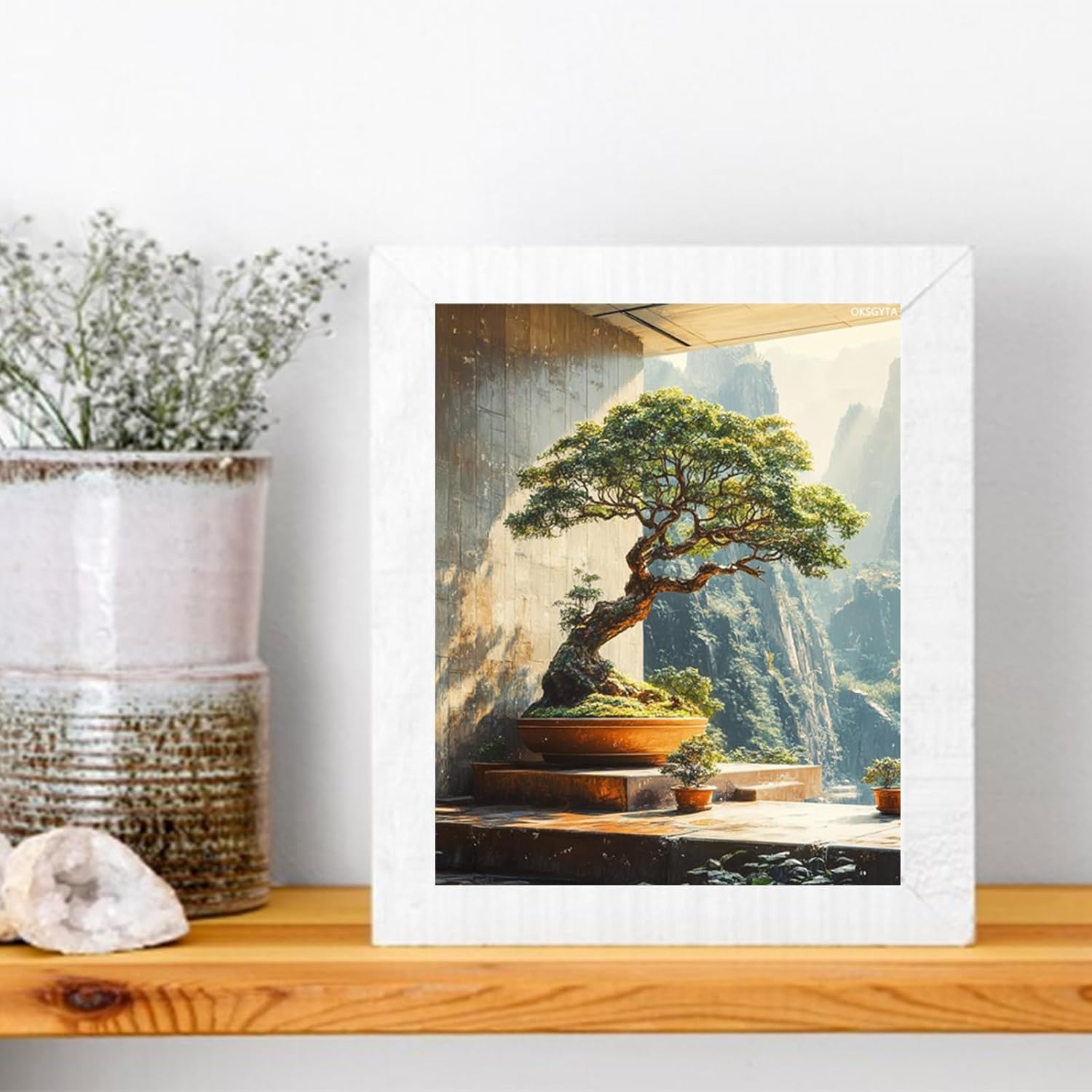 OKSGYTA DIY Paint by Numbers for Adults Beginner, Minimalist Living with Bonsai Tree, Paint by Numbers Kit Painting by Numbers for Adults, 16" x 20" Without Frame