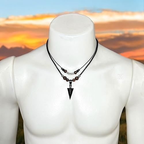 Miniatura 7 de Stainless Steel Pendant Double Layer Necklace For Mens Cool Spearpoint Arrowhead Pendant Chain Necklace (Gold)