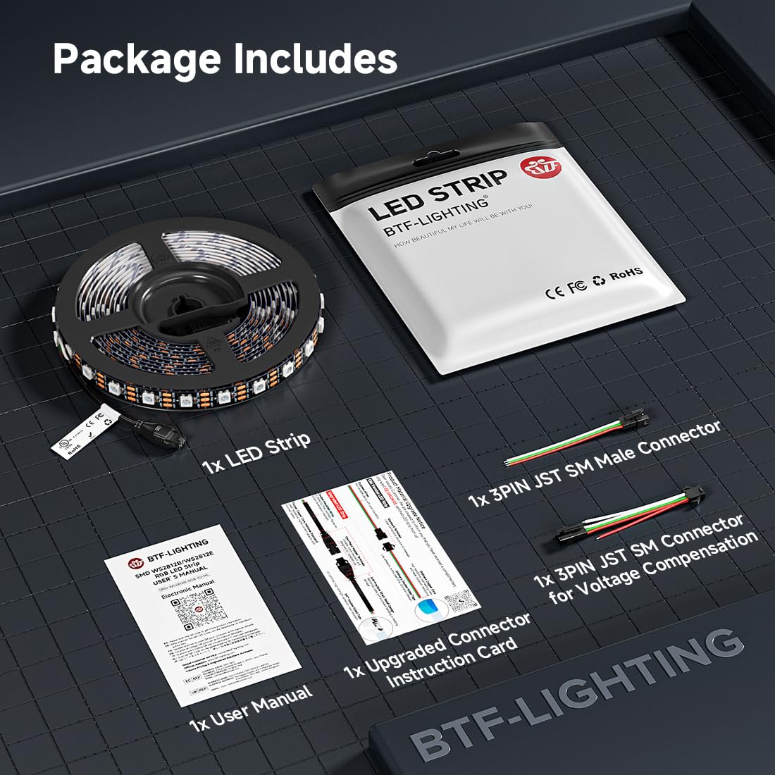 WS2812BALL 5m 60leds/m nero PCB IP30