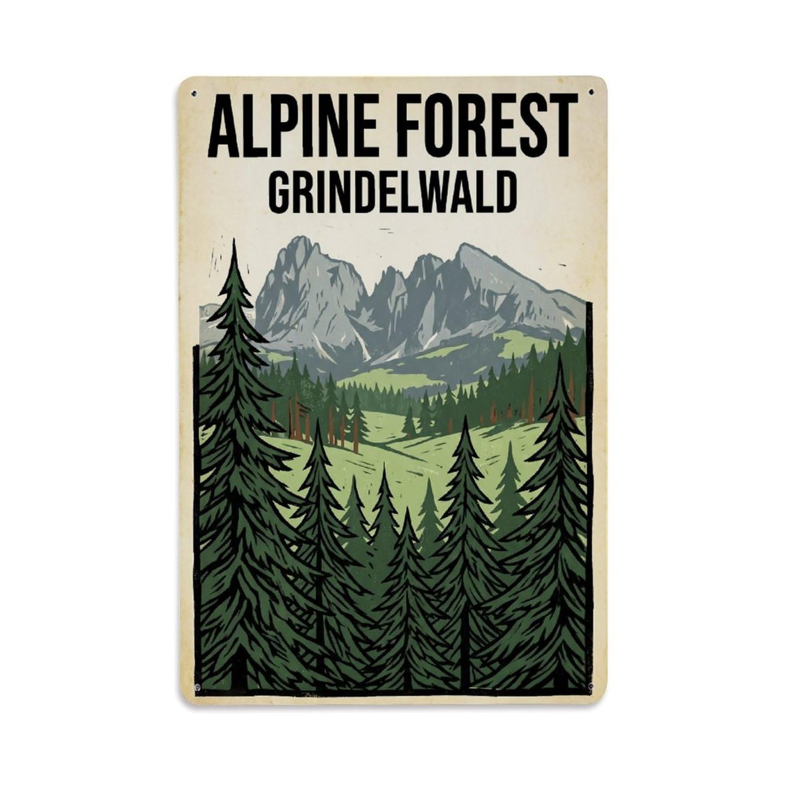 Gead 8X12inch Style Vintage Travel Switzerland Forest View Metal Tin Sign