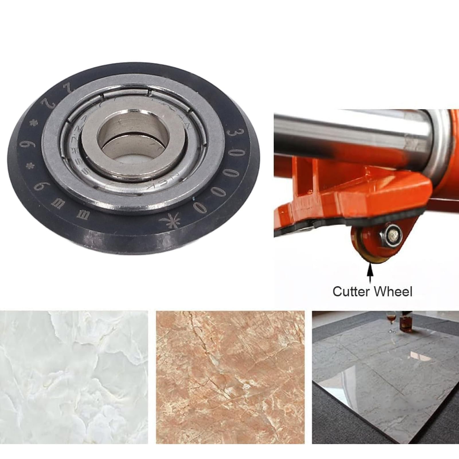 Tile Wheel Cutter, 22x6x6mm Tungsten Carbide Tile Cutter Replacement Scoring Wheel With Bolt and Lock Nut for 2 To 20mm Thick Tiles