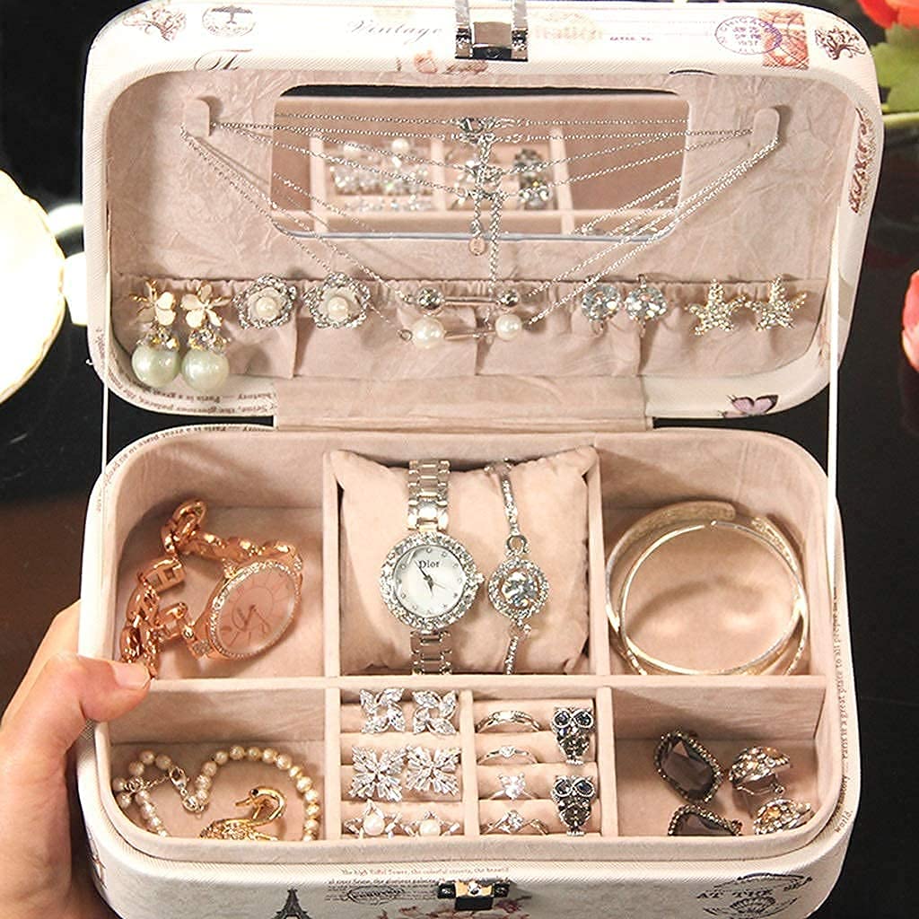 es for Girls Jewelry Organizer Box for Necklace Earring Rings Travel Jewelry Organizer with Jewelry Box for WomenGirls with Mini Mirror Beautifully St Interesting