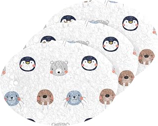 MAOBLYR Quick Absorption Household Cleaning Sponge,Double-Sided Reusable3.54x2.56In,Kitchen Tableware Multi-Purpose Cleaning 3 Sets-Cute Arctic Animals