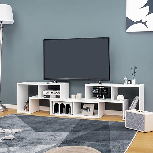 Miniatura 2 de LOKO Soporte de TV de 3 piezas, moderno centro de entretenimiento para TV de hasta 65 pulgadas, mesa consola de TV minimalista, estantería de
